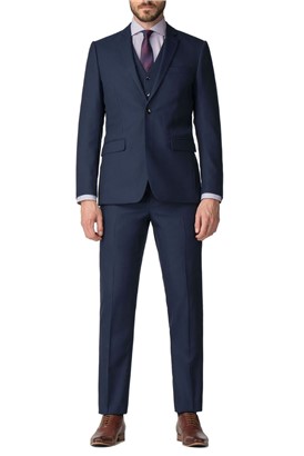 Stvdio Navy Texture Tailored Fit Suit Jacket