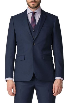 Stvdio Navy Texture Tailored Fit Suit Jacket