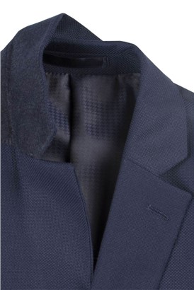 Stvdio Navy Texture Tailored Fit Suit Jacket