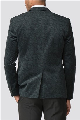 Forest Printed Skinny Fit Mens Velvet Blazer