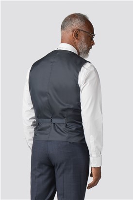  Navy Check Regular Fit Waistcoat