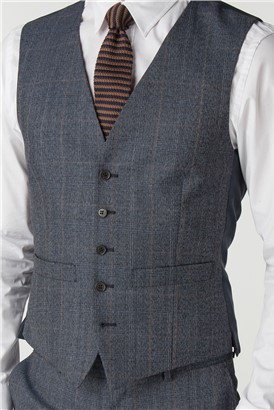  Blue Heritage Check Modern Big & Tall Waistcoat