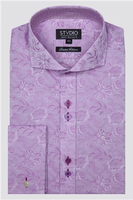 Stvdio by  Limited Edition Magenta Floral Jacquard Shirt