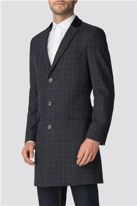  Blue Check Tailored Fit Overcoat