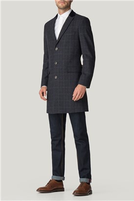  Blue Check Tailored Fit Overcoat