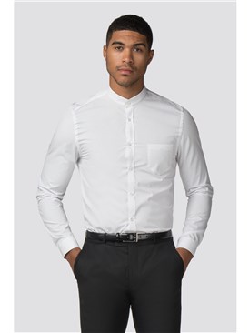  White Grandad Collar Shirt