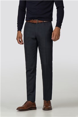  Navy Check Slim Fit Trousers