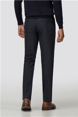  Navy Check Slim Fit Trousers