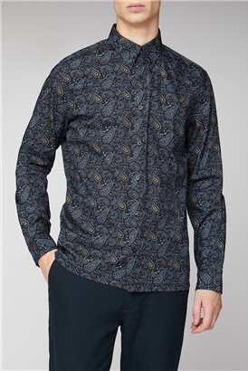  Long Sleeve Paisley Print Shirt