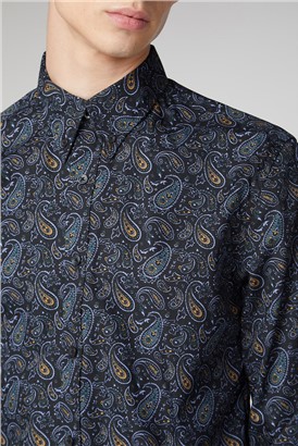  Long Sleeve Paisley Print Shirt