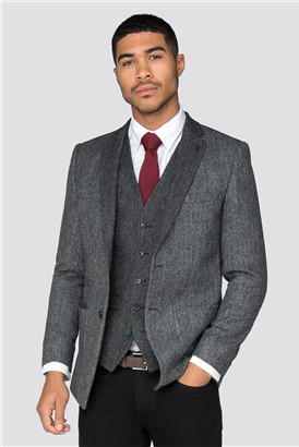  Spencer Grey Herringbone Slim Fit Blazer