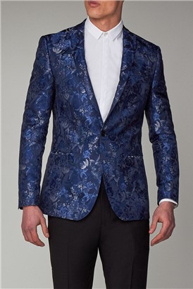  Navy Floral Slim Fit Dress Jacket