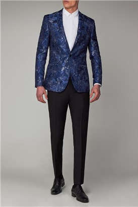  Navy Floral Slim Fit Dress Jacket