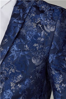  Navy Floral Slim Fit Dress Jacket