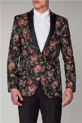  Black Red Floral Dress Jacket