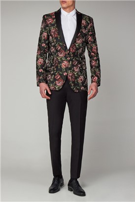  Black Red Floral Dress Jacket