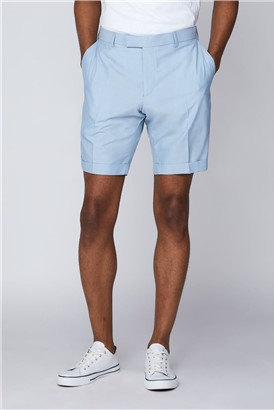  Pale Blue Slim Fit Formal Shorts