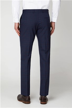  Navy Check Slim Fit Suit Trouser