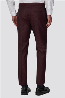  Burgundy Jacquard Slim Fit Tuxedo Trouser