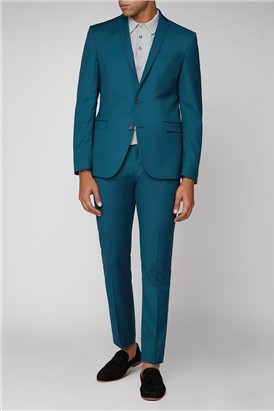  Teal Twill Skinny Fit Suit Jacket