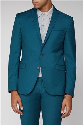  Teal Twill Skinny Fit Suit Jacket