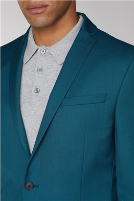  Teal Twill Skinny Fit Suit Jacket