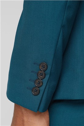  Teal Twill Skinny Fit Suit Jacket