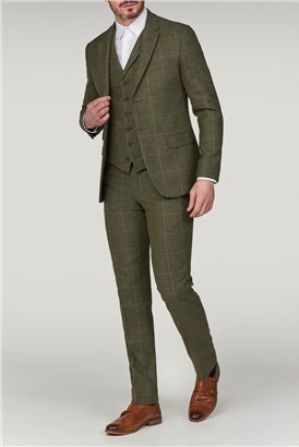  Green Check Tailored Fit Tweed Jacket