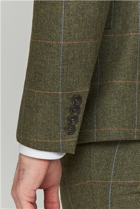  Green Check Tailored Fit Tweed Jacket