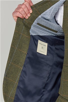  Green Check Tailored Fit Tweed Jacket