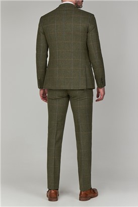  Green Check Tailored Fit Tweed Jacket