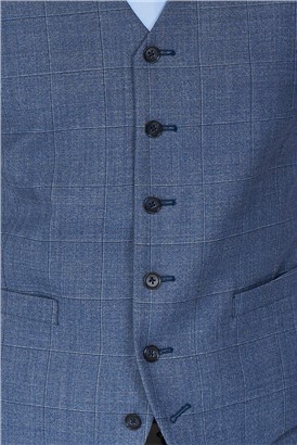 Studio Light Blue Speckle Windowpane Tailored Fit Waistcoat