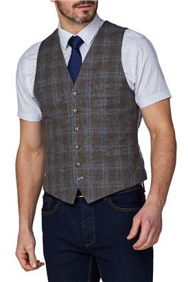 Stvdio Brown Check Waistcoat