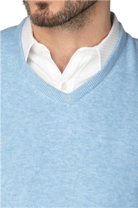  Pale Blue V Neck Jumper