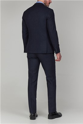  Navy Texture Tailored Fit Waistcoat