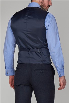  Navy Texture Tailored Fit Waistcoat