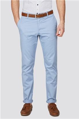  Light Blue Stretch Cotton Chino Trousers