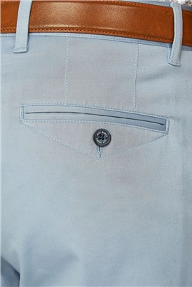  Light Blue Stretch Cotton Chino Trousers