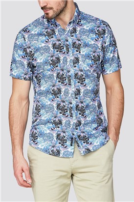 Blue Bold Floral Print Shirt