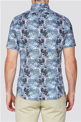 Blue Bold Floral Print Shirt