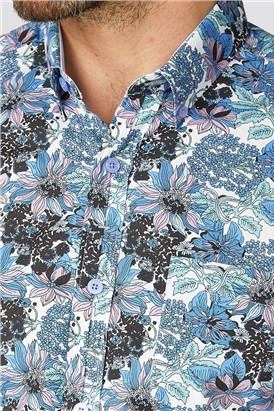 Blue Bold Floral Print Shirt