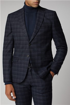  Navy Charcoal Check Suit Jacket