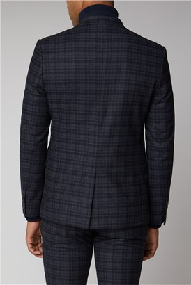  Navy Charcoal Check Suit Jacket