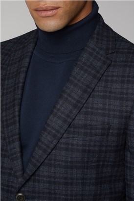  Navy Charcoal Check Suit Jacket