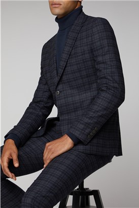  Navy Charcoal Check Suit Jacket