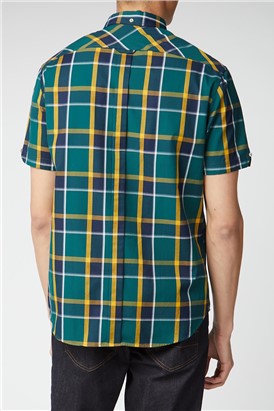  Green & Navy Textured Check Shirt