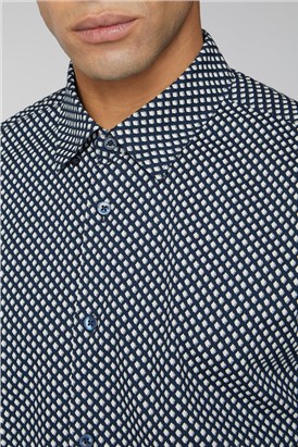  Navy & White One Print Shirt