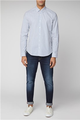  White & Blue One Print Shirt