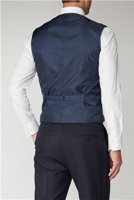  Navy Check Regular Fit Waistcoat