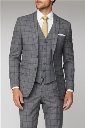  Soft Grey Check Tailored Fit Jacket